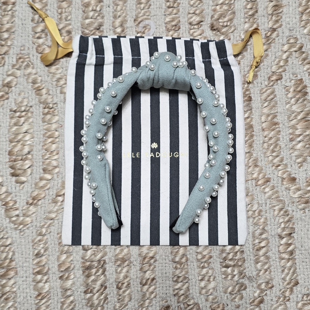 Lele Sadoughi Blue Pearl Embellished Headband